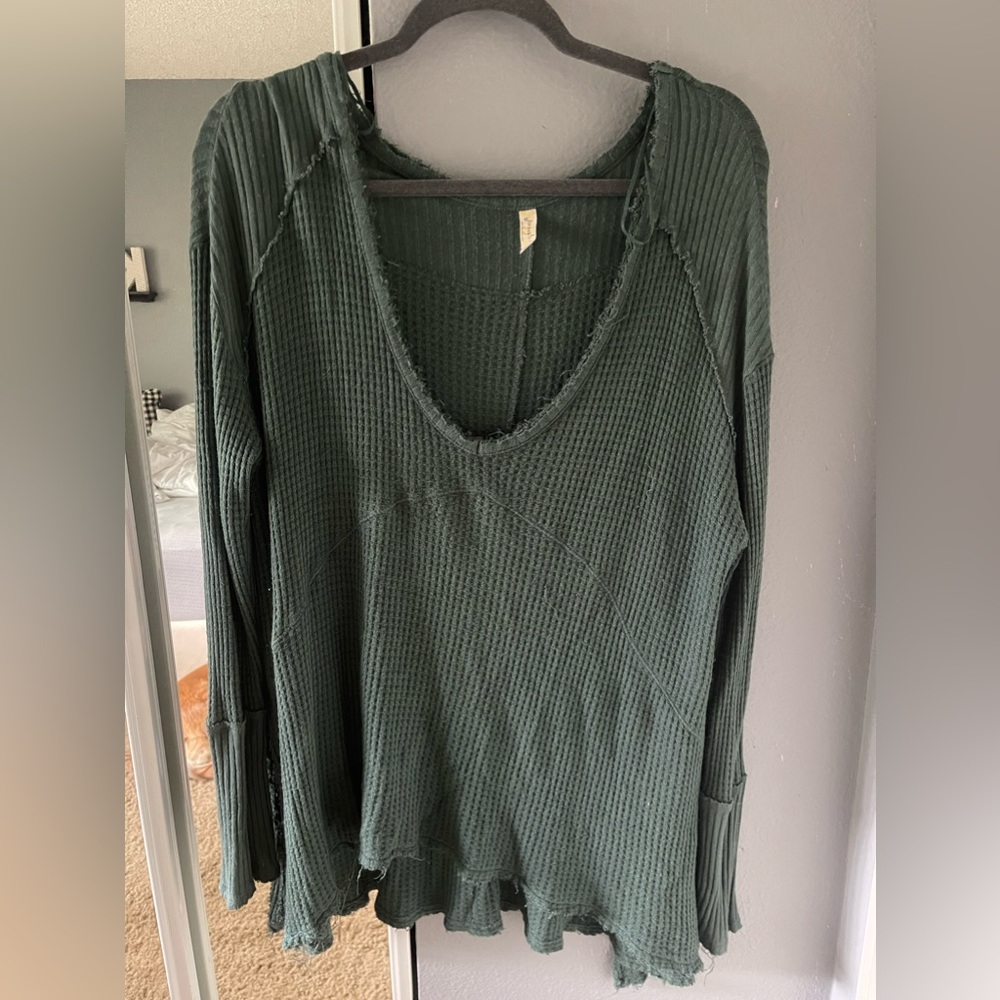 Free people green long sweater